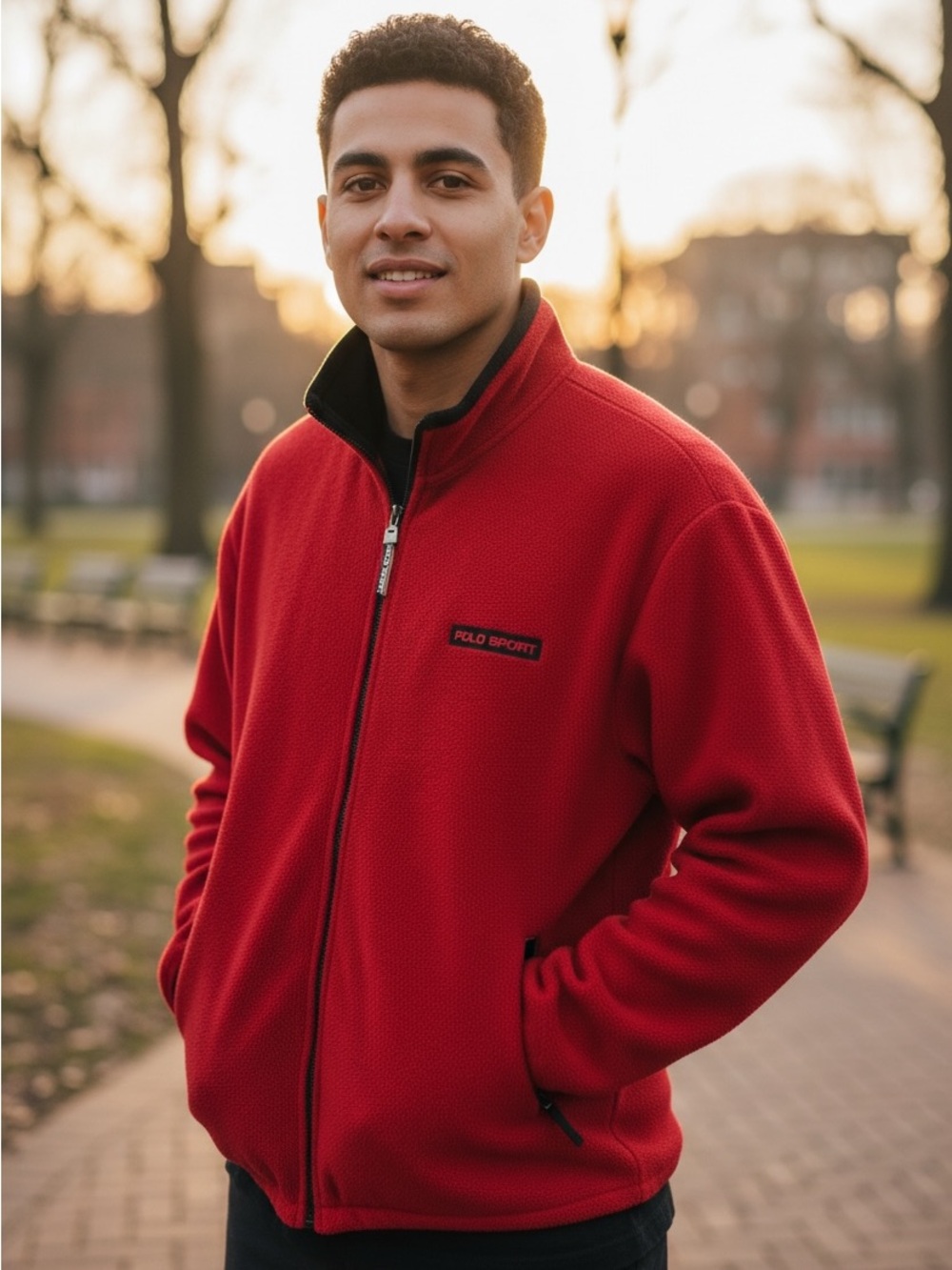 VINTAGE POLO SPORT MENS SZ CL TED FLEECE ZIP UP JACKET